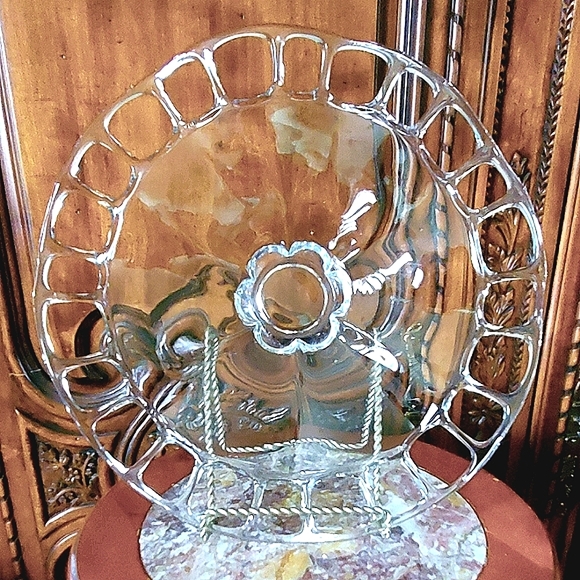 1938-1955 Murano #127 Clear Pierced Edge Large 14 3/4" Torte Plate Platter - Picture 3 of 8